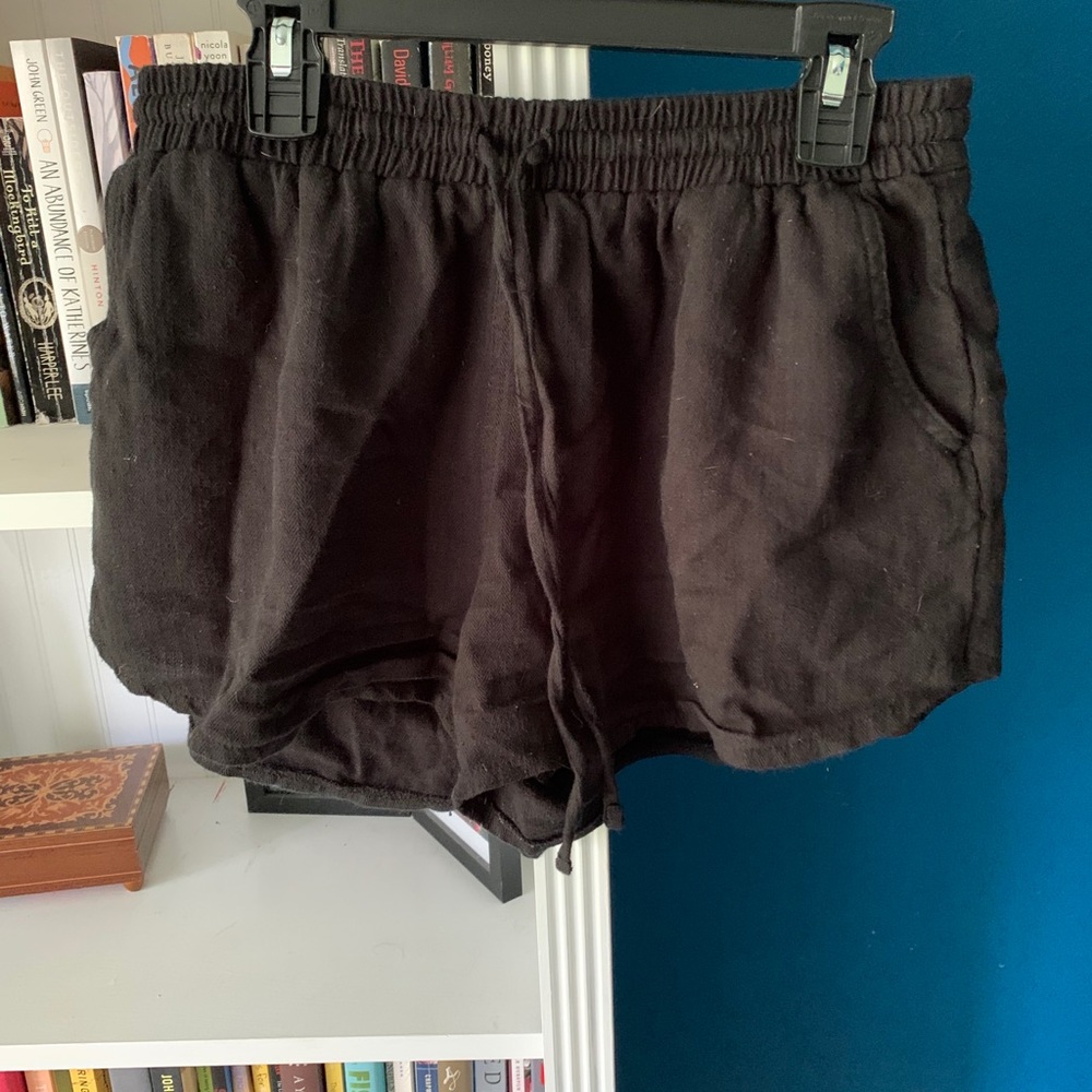 Black linen shorts
